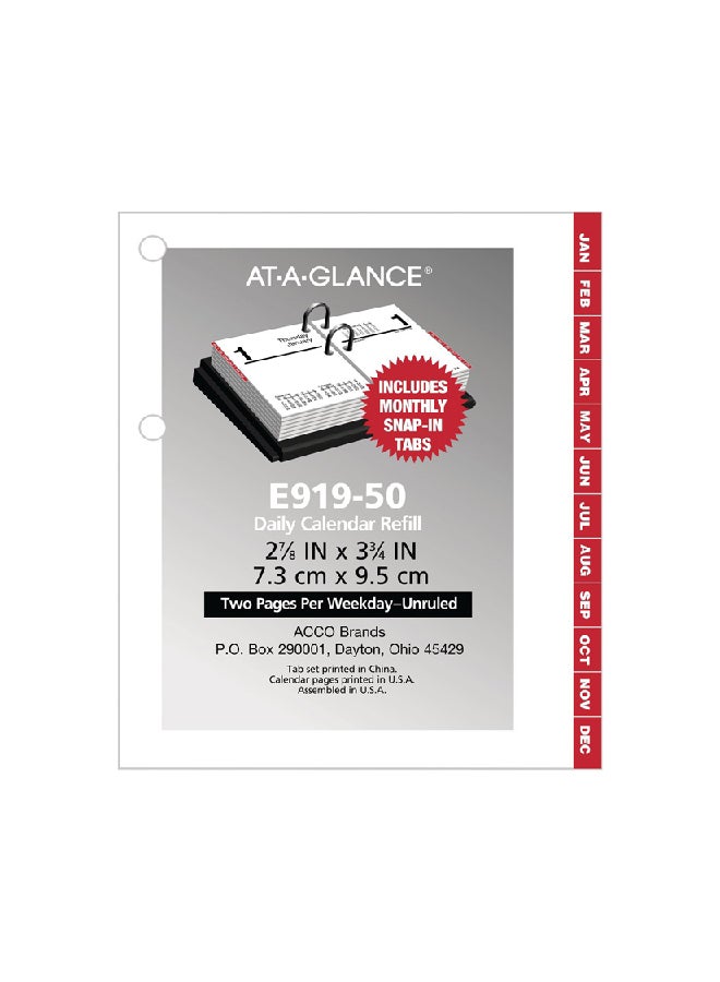 AT-A-GLANCE - 2019 Daily Desk Pocket Size Calendar Refill White/Red - Image 1