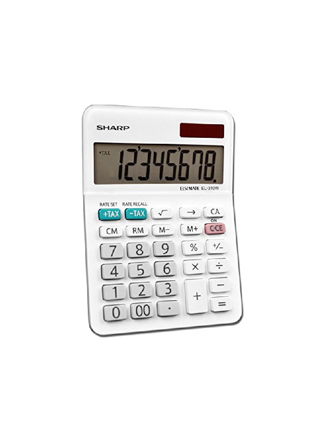SHARP - 8-Digit Sharp Basic Calculator White/Pink/Black - Image 1