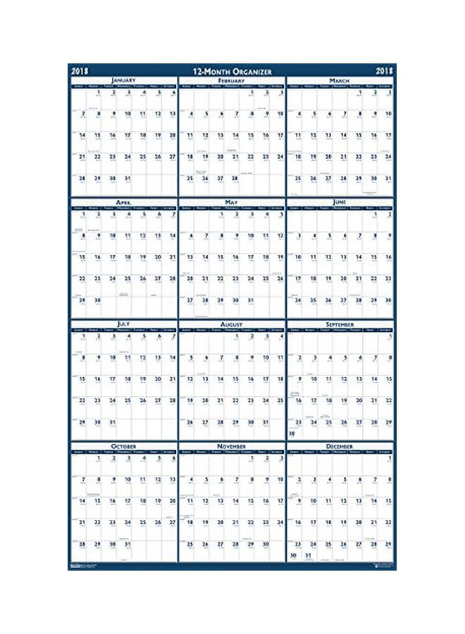 House of Doolittle 2018 Reversible Office Wall Calendar White/Blue - Image 1
