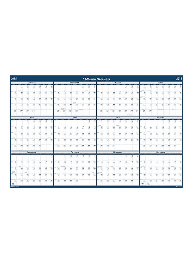 House of Doolittle 2018 Reversible Office Wall Calendar White/Blue - Image 2