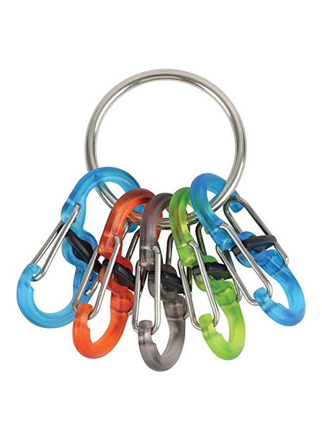 NITE IZE Stainless Steel Keyring With Locker 5 S-Biner Micro Lock Red/Blue/Silver - Image 1