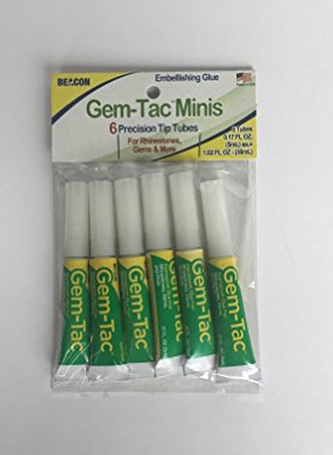 Beacon Pack Of 6 Mini Gem-Tac Tube Glue Clear - Image 2