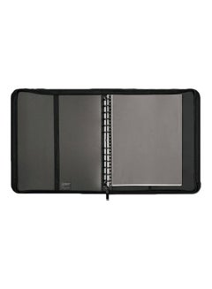 Prat Buffalo-Grain Multi-Ring Binder With Sheet Protectors Black 