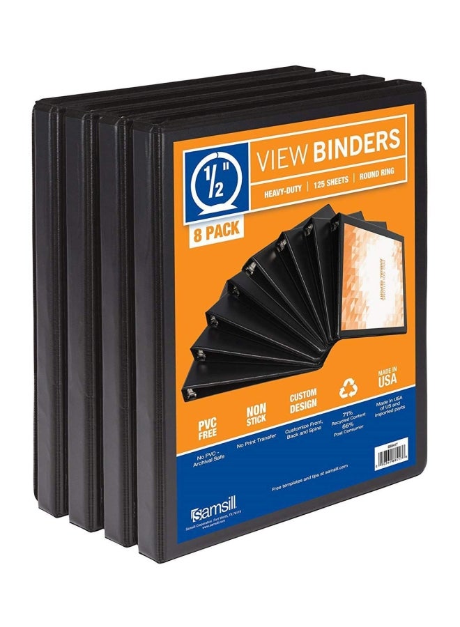 Samsill 8-Piece 3-Ring View Binder Set Black  - Image 1