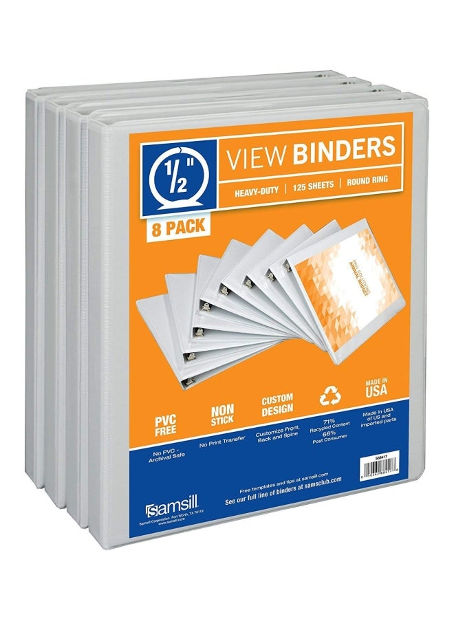 Samsill 8-Piece 3-Ring View Binder Set White  - Image 1