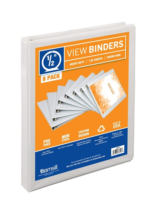 Samsill 8-Piece 3-Ring View Binder Set White  - Image 2