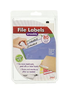 Jokari 80-Piece Erasable File Labels White 
