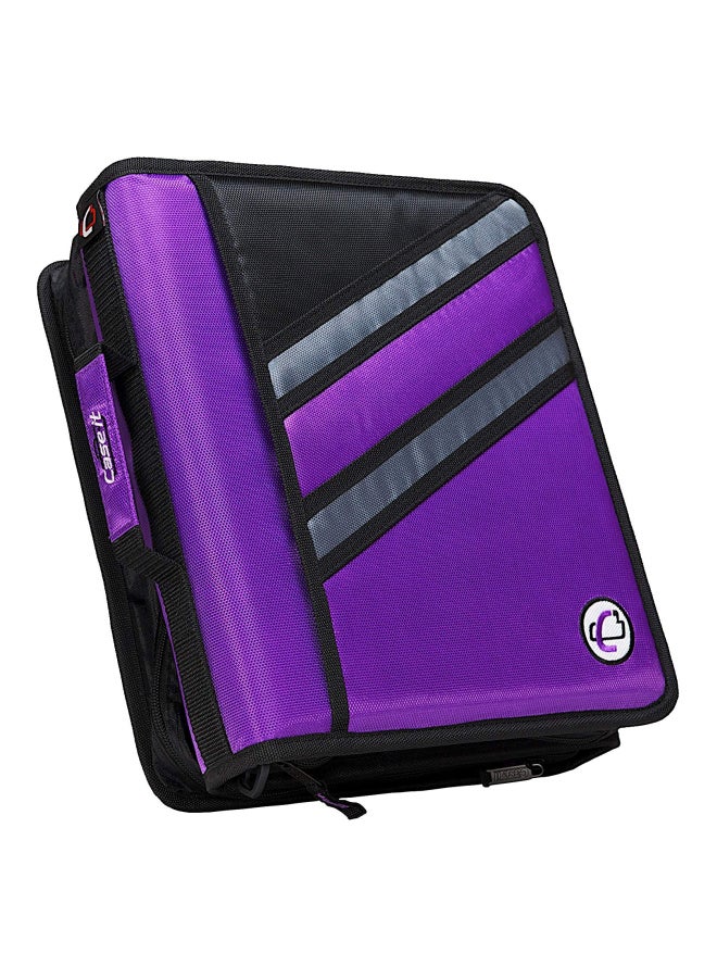 Case it 2-In-1 D-Ring Zipper Binder Purple/Black/Grey  - Image 1