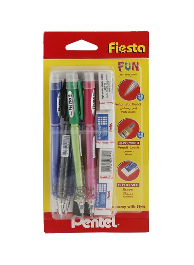 طقم أقلام رصاص ميكانيكية فيستا مع رصاص وممحاة مكون من 11 قطعة متعدد الألوان