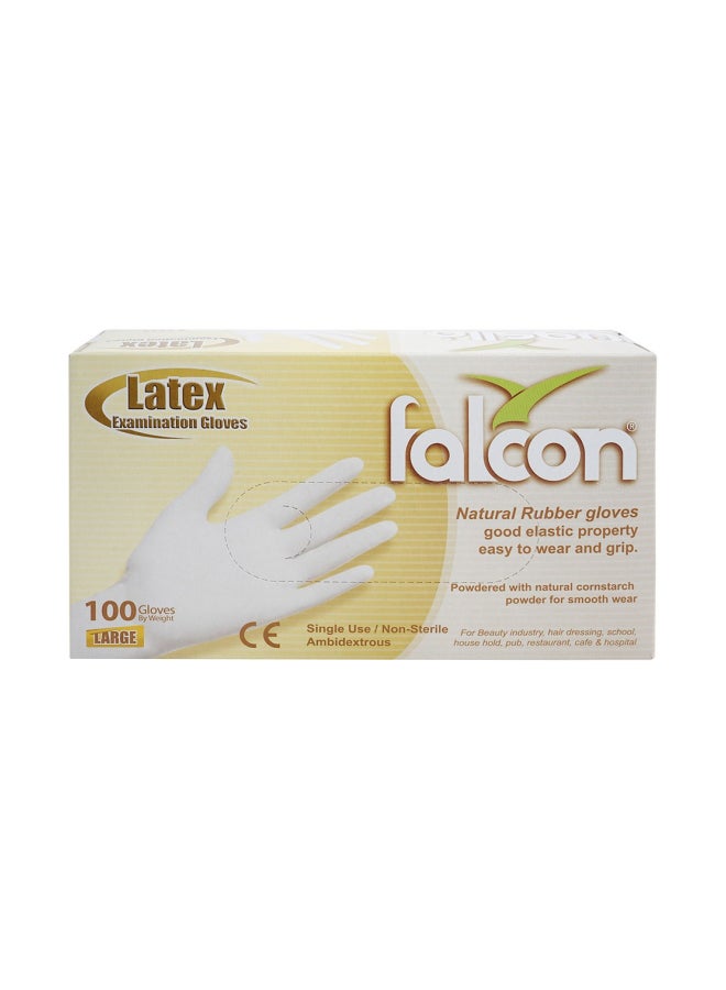 Falcon 100-Piece Latex Examination Gloves Set White L  - Image 1