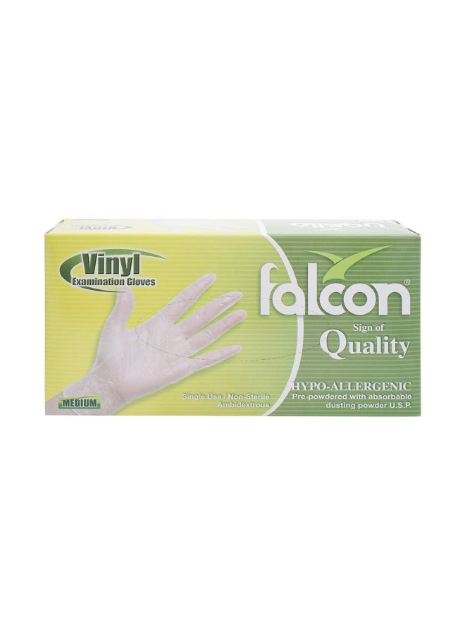Falcon 100-Piece Vinyl Examination Gloves White M White M - Image 1