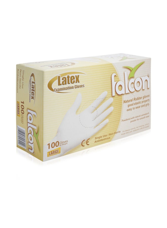 Falcon 100-Piece Latex Examination Gloves Set White L  - Image 2