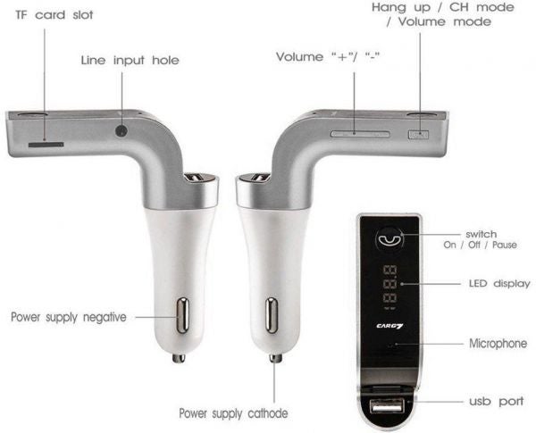 شاحن يعمل بتقنية البلوتوث للسيارة طراز G7 متعدد الألوان - Image 4