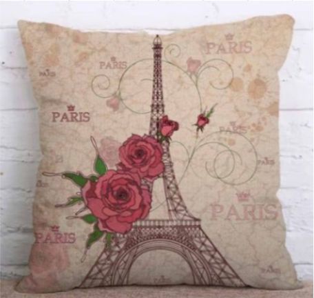 Printed Cushion Cover Beige/Pink/Green - Image 2