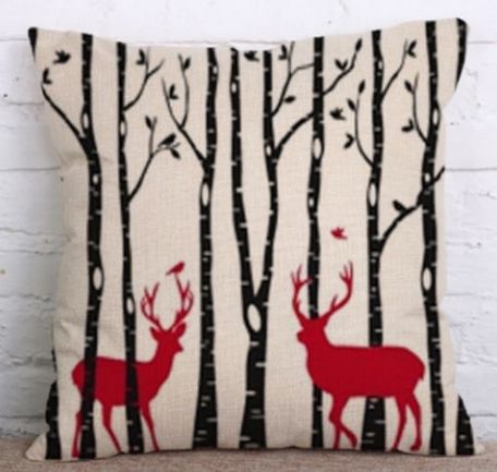 Printed Cushion Cover Beige/Black/Red - Image 2