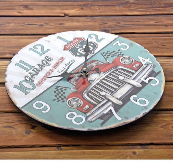 Frameless Silent Car Design Wall Clock Green/White/Red 35x35cm - Image 5