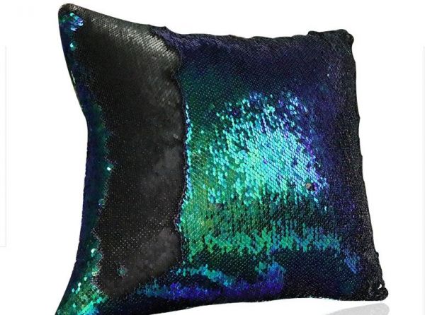 Reversible Sequin Cushion Cover Green/Black/Blue 39x39centimeter - Image 2