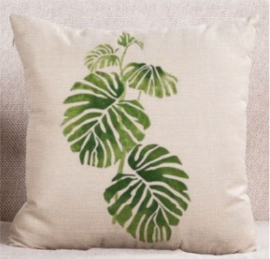 Printed Cushion Cover Beige/Green - Image 2