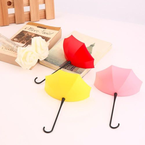 3-Piece Umbrella Design Door Hooks Set Pink/Red/Yellow 40 x 30 x 10cm  - Image 4