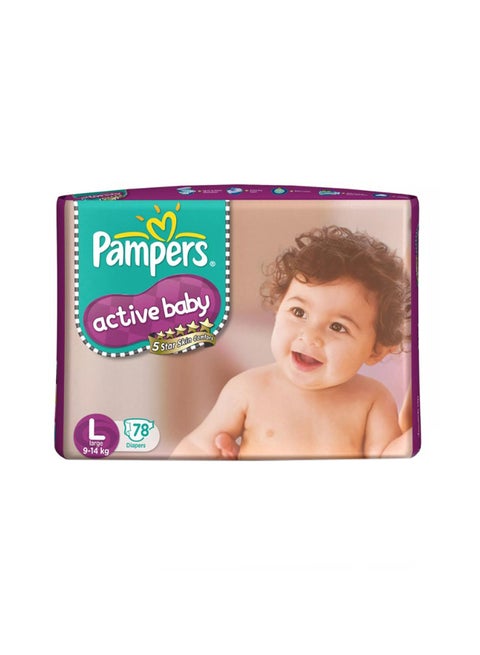 78-Piece Active Baby Large Size Diapers