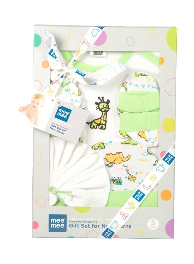 Mee Mee Pampering Animal Print Gift Set, Green (Pack of 5) - Image 1