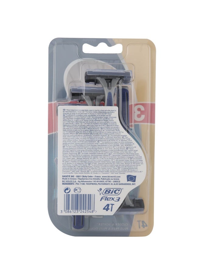 بيك شفرات حلاقة فليكس 3 بصبار الألوفيرا وفيتامين E من 4 قطع أسود - Image 2