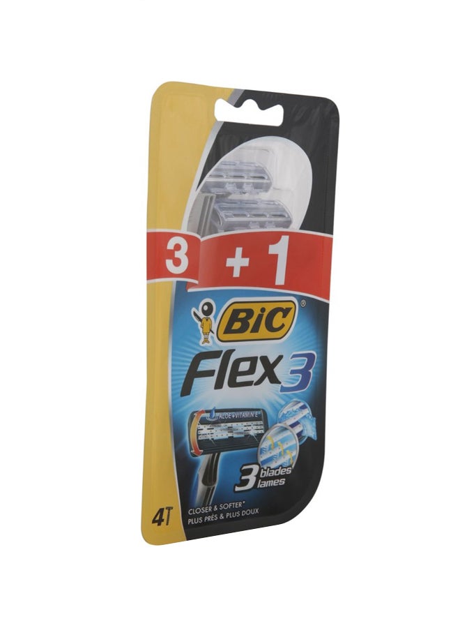 بيك شفرات حلاقة فليكس 3 بصبار الألوفيرا وفيتامين E من 4 قطع أسود - Image 1