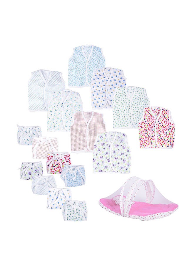 فاريتو شبكة سرير وردية تمنع دخول البعوض مع 8 حفاضات جابالا قطنية (مجموعة من 8 قطع) - Image 1