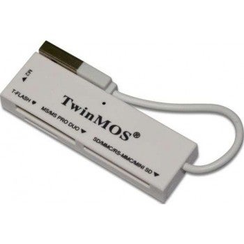 TwinMOS - 2-Piece USB 2.0 Portable USB Card Reader Black/White - Image 1