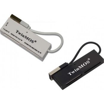 TwinMOS - 2-Piece USB 2.0 Portable USB Card Reader Black/White - Image 1