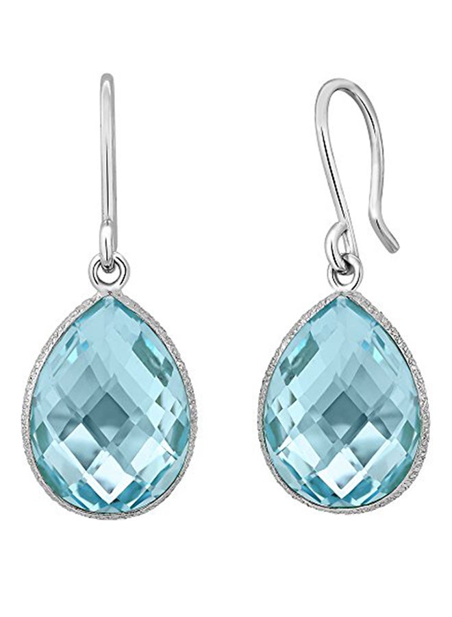 جم ستون كينج حلق أذن بتصميم دمعة على شكل إجاصة من فضة إسترليني عيار 925