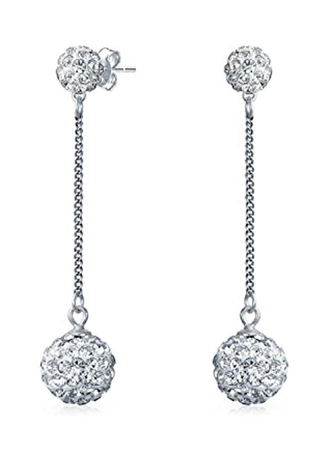 بلينج جولري حلق أذن بتصميم كرات ديسكو مزدوجة من الفضة اللإسترليني عيار 925