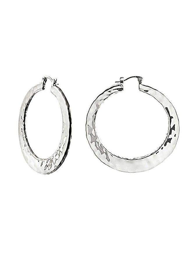 بلينج جولري حلق أذن مطلي بالنحاس مصمم على شكل أطواق مسطحة مطروقة