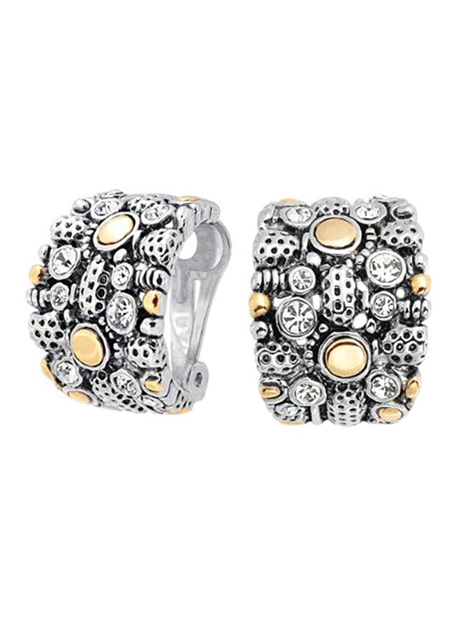 بلينج جولري حلق أذن مزين بالكريستال المطلي بالنحاس بمشبك غلق واسع نصف حلقي