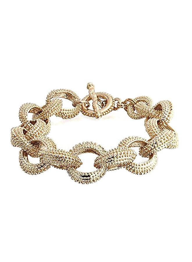 BLING JEWELRY Gold Plated Beaded Link Toggle Bracelet