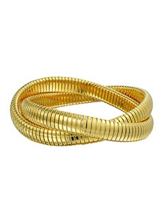 Gold Plated Interlocking Stretch Omega Cobra Bangle Bracelet - v1552908792/N22430897A_1