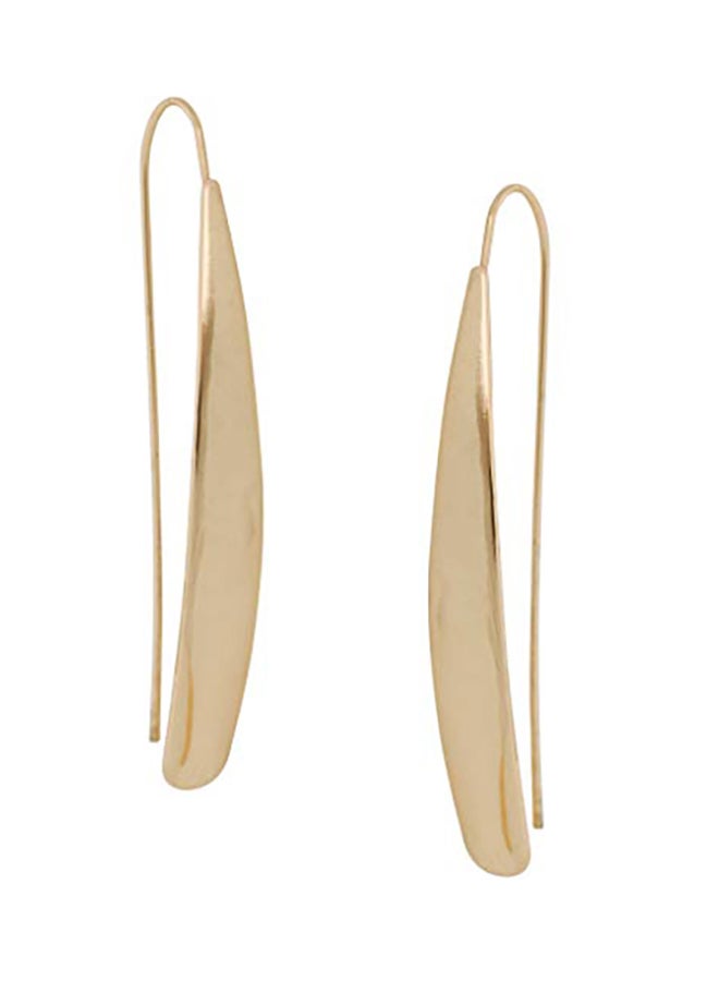 هامبل شيك نيويورك أقراط مصقولة ولامعة على شكل دمعة بتصميم خطي طويل ذات إبرة للثقب