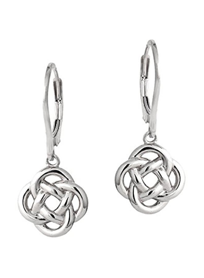 Hoops & Loops 925 Sterling Silver Love Knot Flower Leverback Earrings