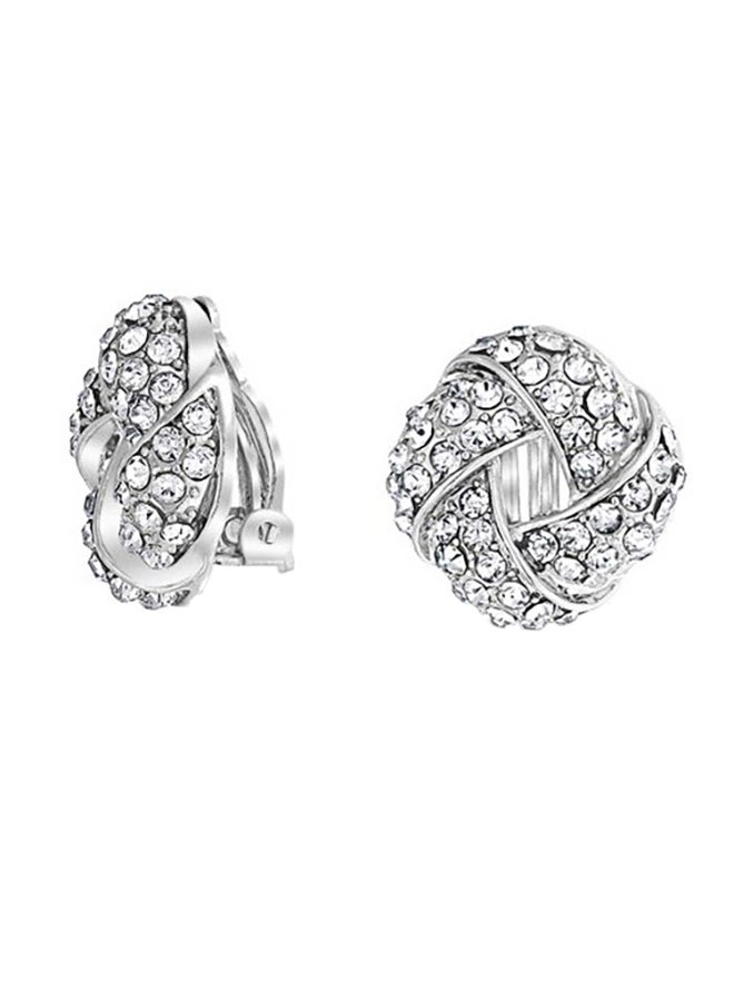 BLING JEWELRY - Brass Crystal Love Knot Clip-Ons - Image 1