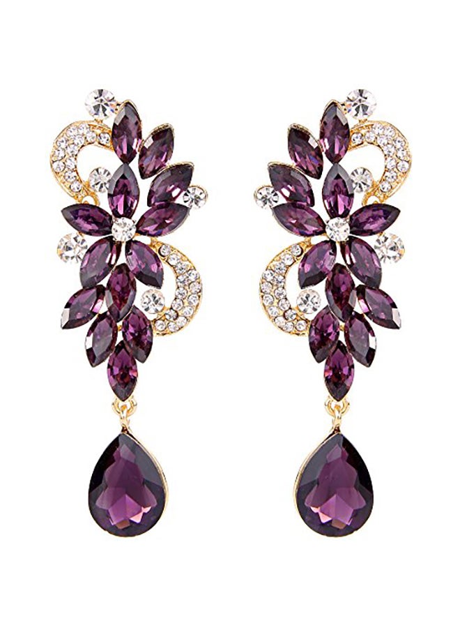 BriLove Flower Teardrop Bling Earrings