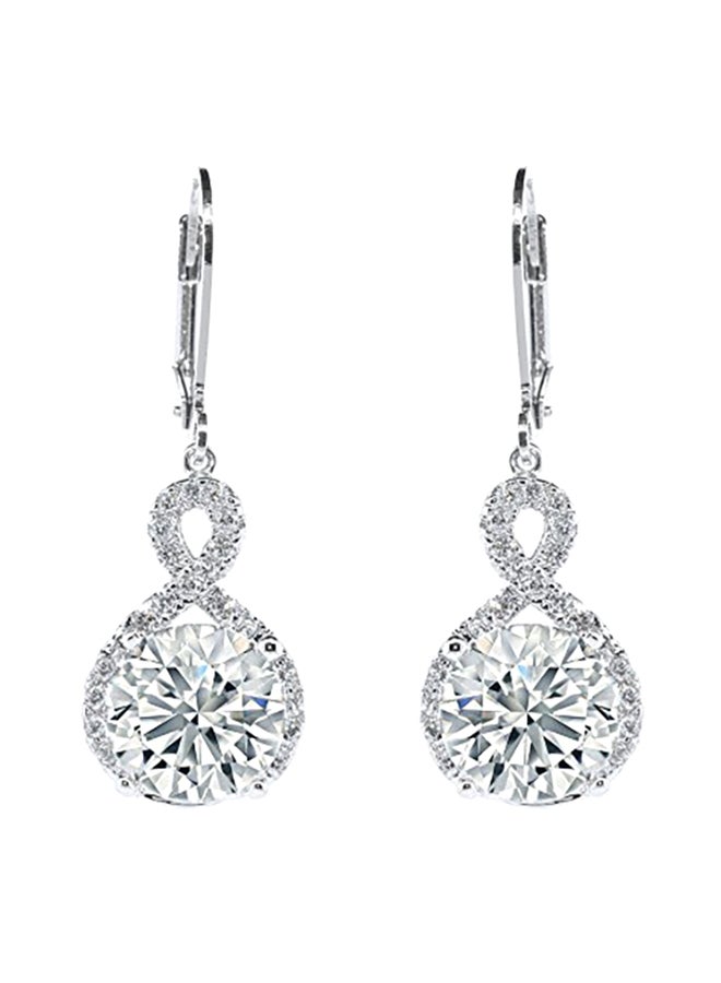Cate & Chloe - 18K White Gold Infinity Halo Crystal Dangle Earrings - Image 1