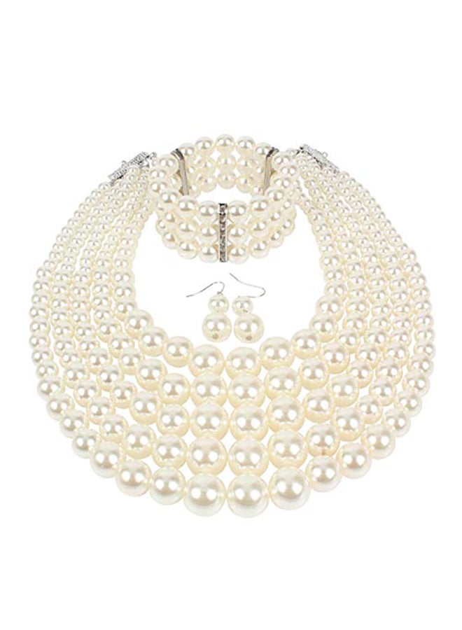 3-Piece Multi Layer Ivory Pearl Set