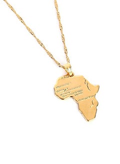 BR Gold Jewelry Brass Crystal Africa Map Pendant Necklace 