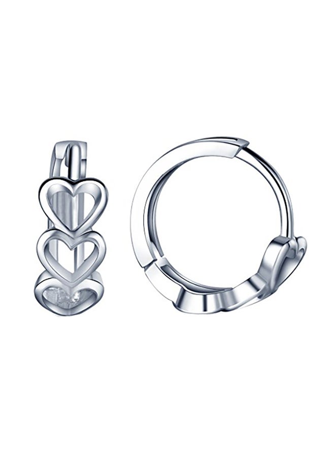 925 Sterling Silver Cartilage Hollow Heart Cluster Earrings