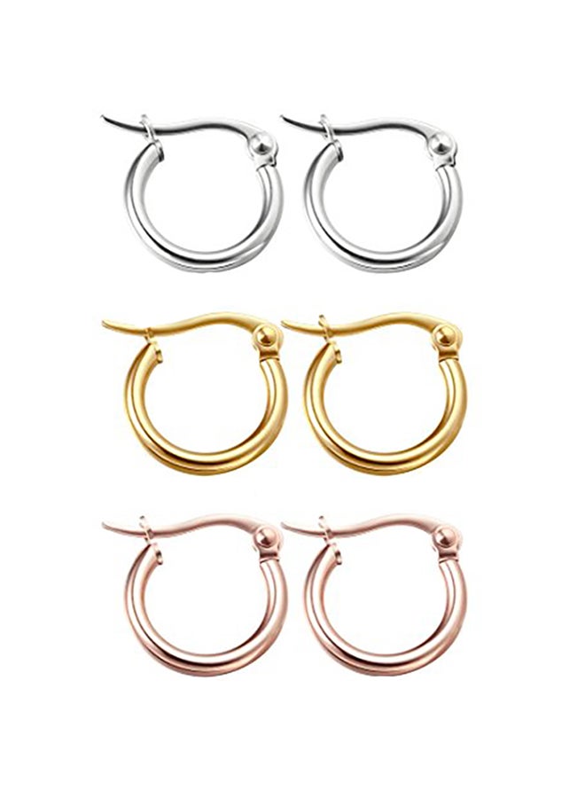 3-Piece Stainless Steel Hoop Earrings