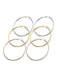 3-Pairs Stainless Steel Large Hoop Earrings Set