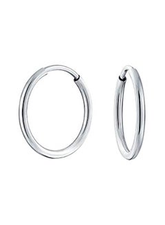 925 Sterling Silver Tiny Round Shape Thin Tube Hoop Earrings