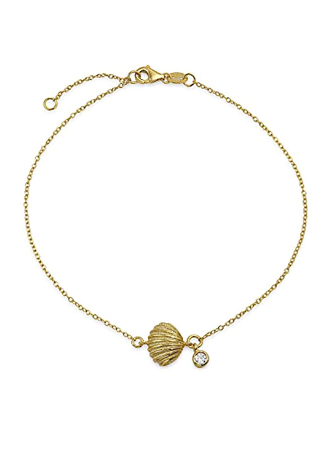 BLING JEWELRY Silver Plated Seashell Clam Shell Anklet