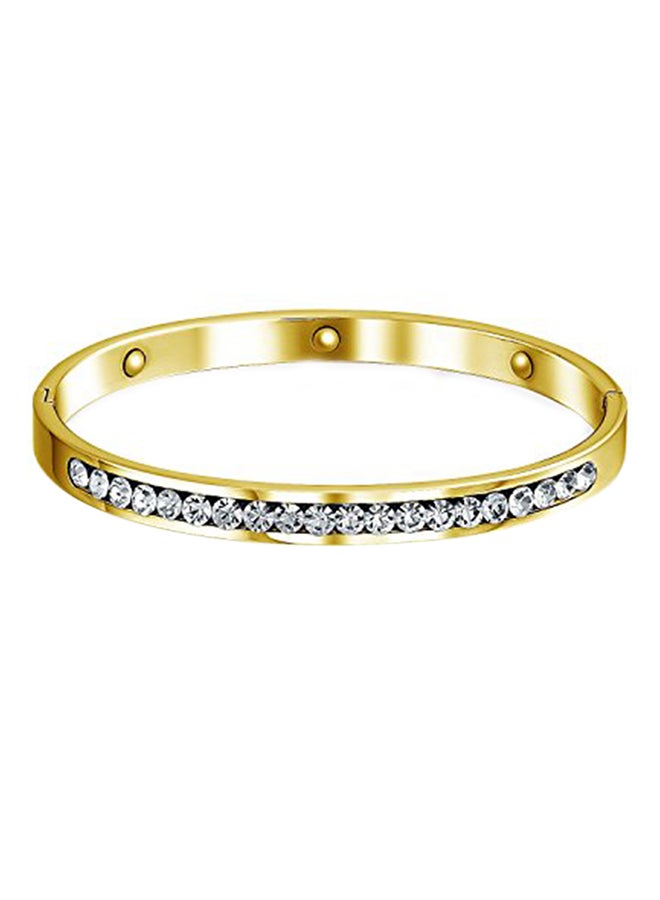 Magnetic Gold Plated Stainless Steel CZ Bangle