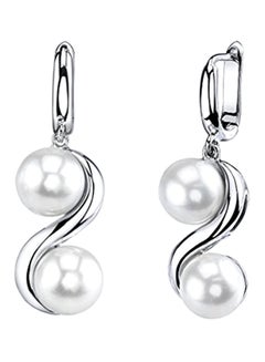 925 Sterling Silver Double Pearl Earrings